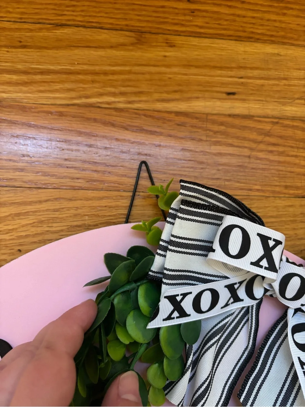 Be Mine Pink Door Sign with Greenery and XOXO Bow
